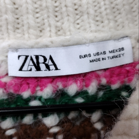 Zara Rainbow Striped Knit Sweater Cardigan Women's S Multicolor Artsy Retro 90s - Picture 8 of 10